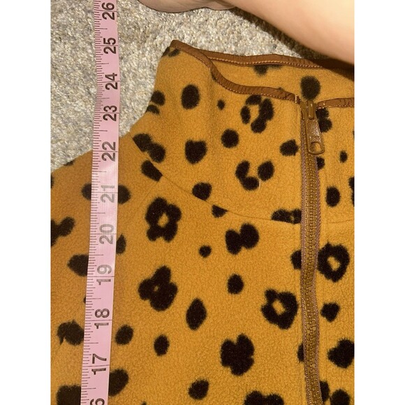 Madewell Quarter Zip Fleece Jacket Cropped Medium Large Cheetah Print - Picture 2 of 4